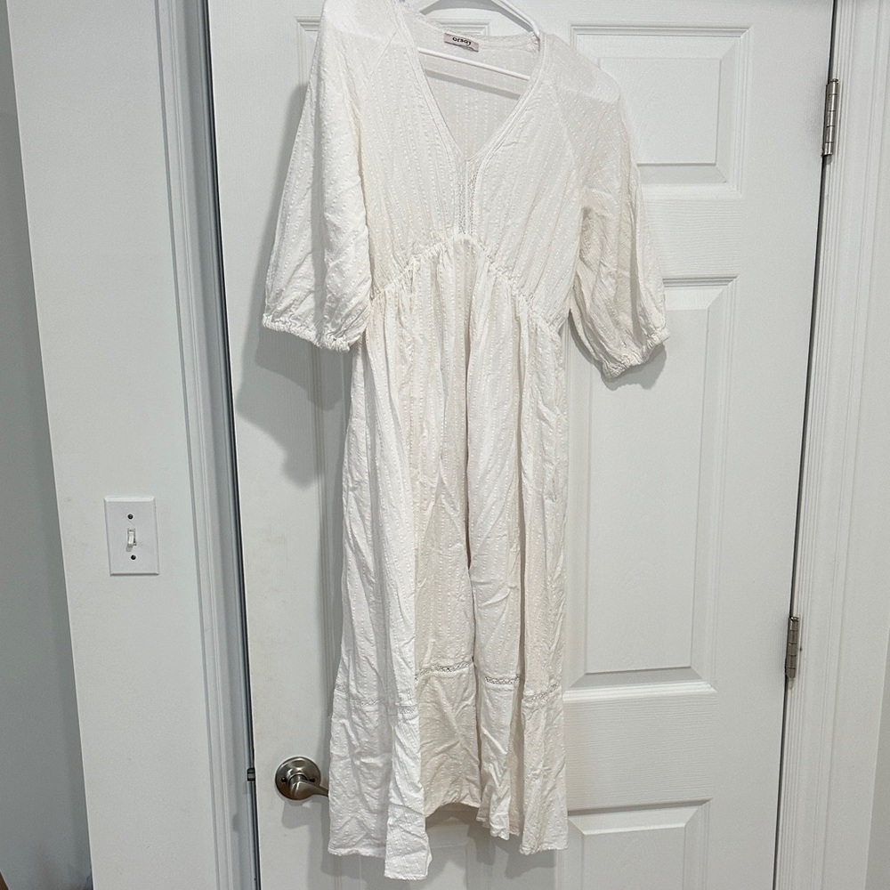 Orsay White Textured V-Neck Dress